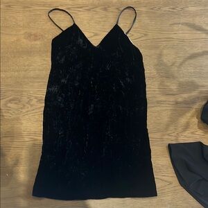 Black Velvet Spaghetti Strap Dress